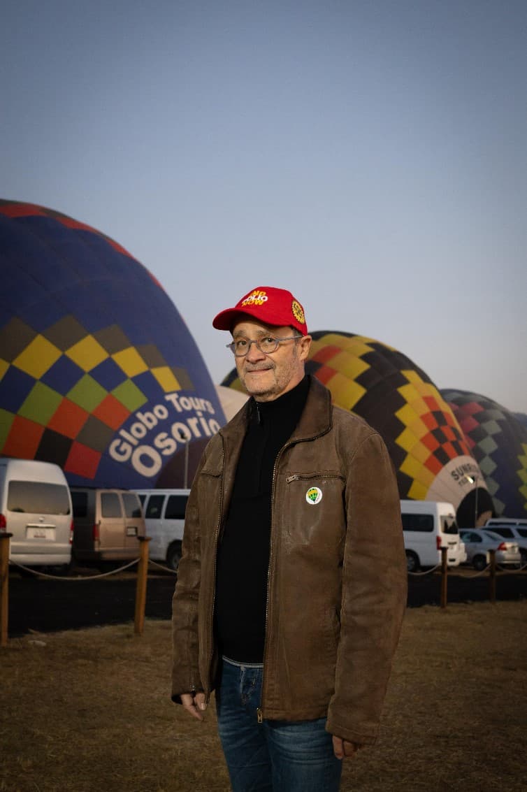Jean-Noël Sanchez en montgolfière, campagne End Polio Now (Rotary)